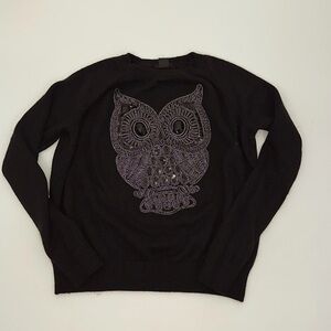 UEC black H&M sequin and beaded OWL sweater crewneck small